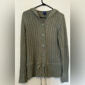 Reitmans Button Up Hooded Knit Sweater